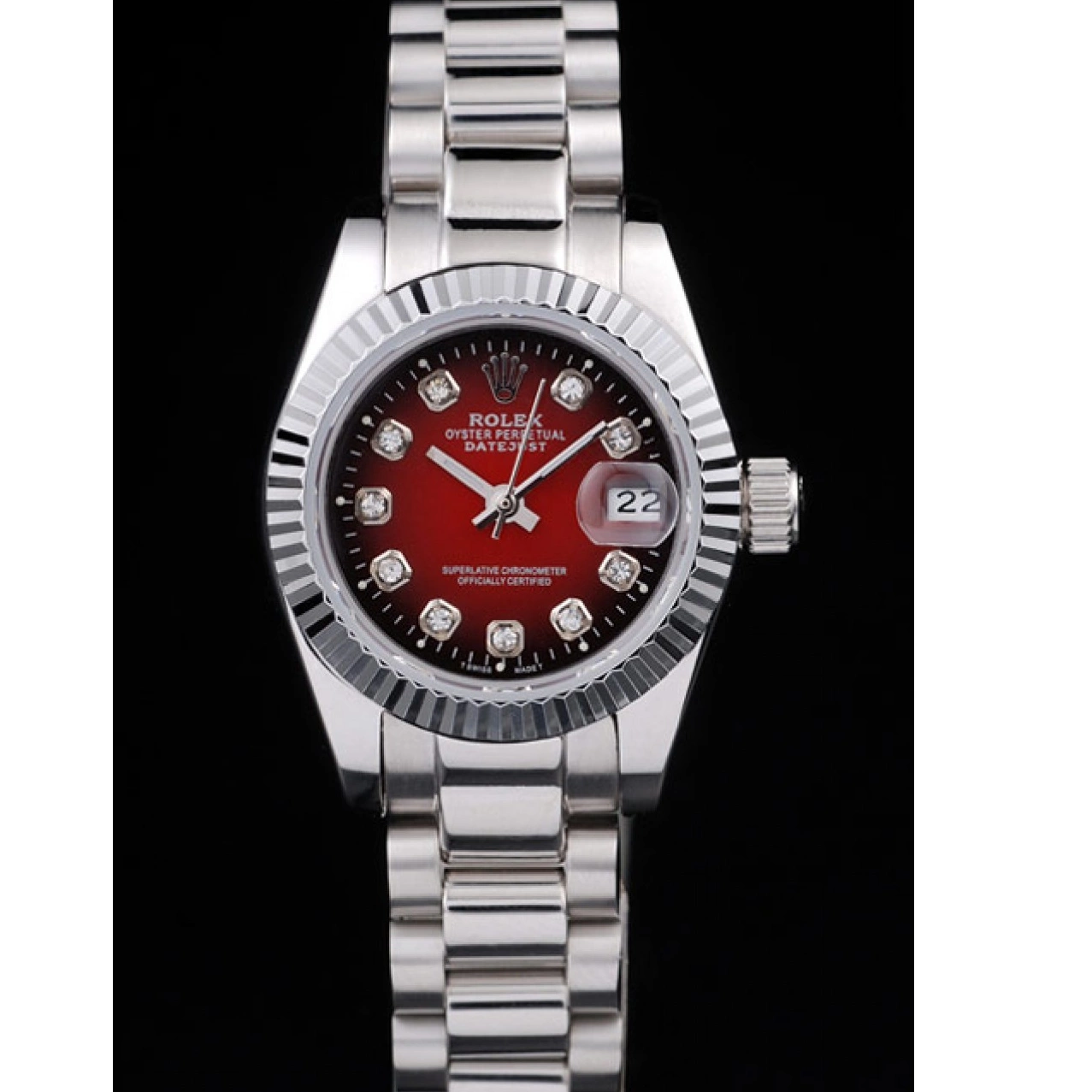 Rolex copies cheap Steel Red Tone Two Rolex Dial Stainless Datejust Polished 0804